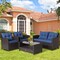 Costway 8 PCS Patio Rattan Furniture Set Glass Table Shelf Sofa Cushion